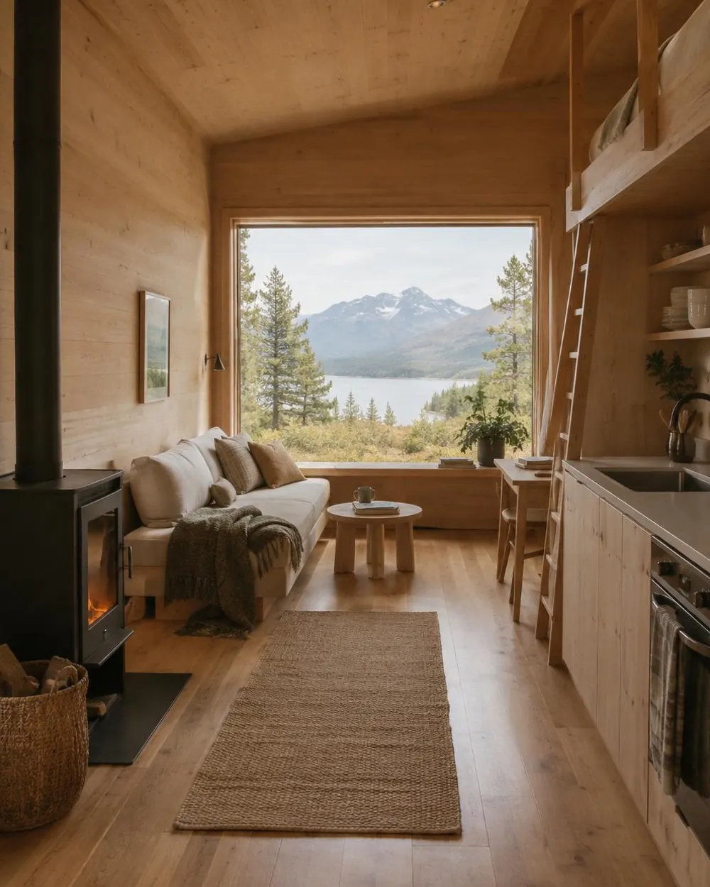 Tiny House — yerden ısıtma uygulamaları Tiny house iç mekânında ince profilli yerden ısıtma