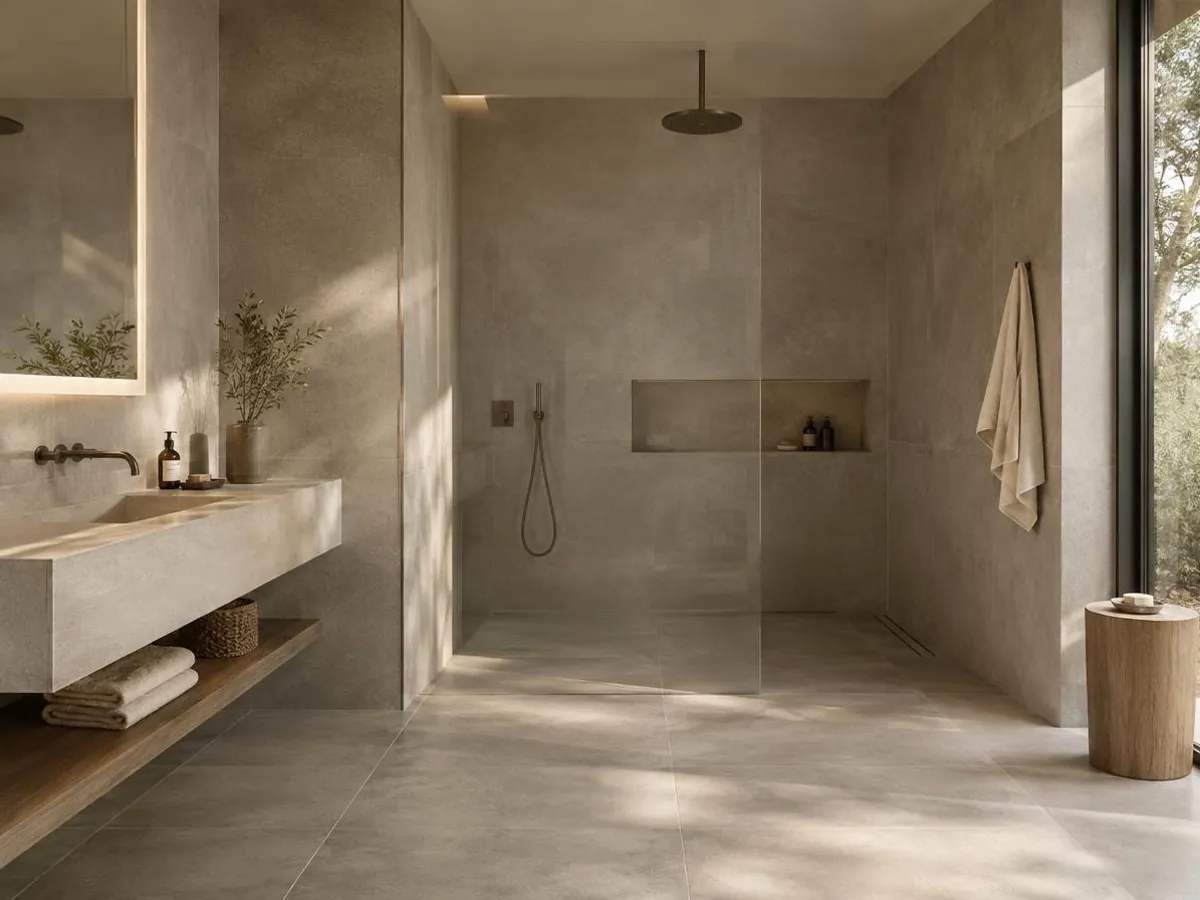 Banyo Yerden Isıtma — yerden ısıtma Modern banyoda yerden ısıtma sistemi