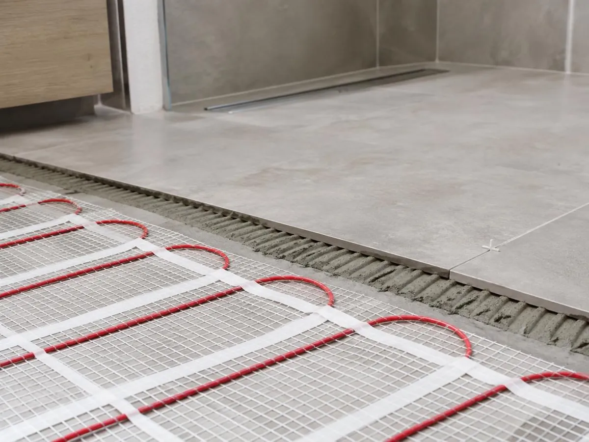 Seramik altına serilen elektrikli yerden ısıtma mat uygulaması
