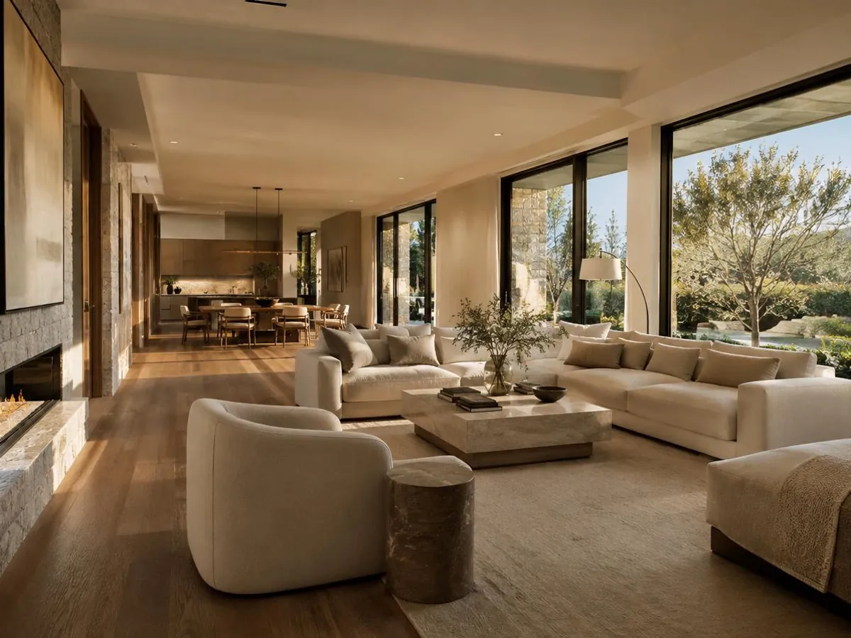 Modern villa iç mekânında yerden ısıtma sistemi