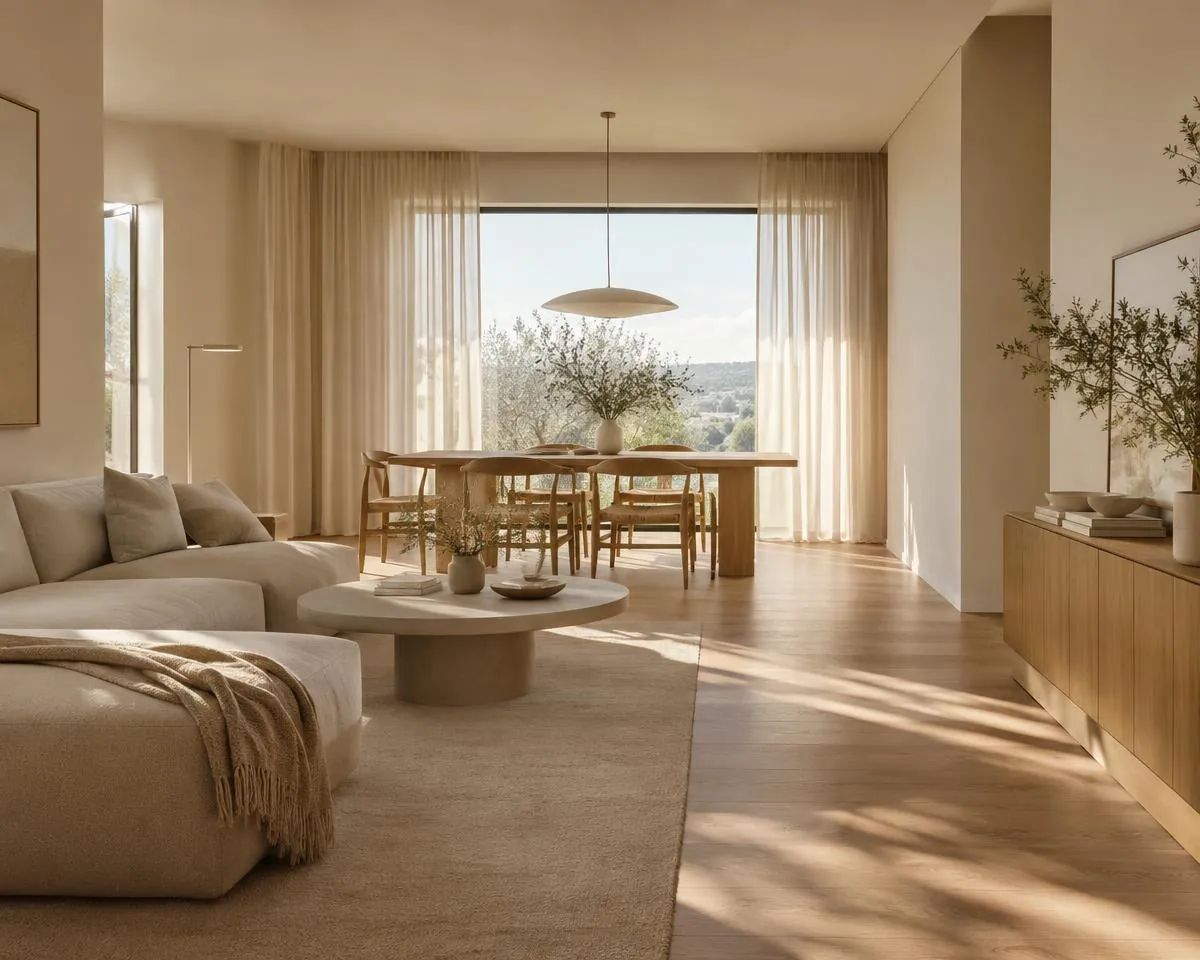 Zeminden yükselen ısı ile ısınan modern iç mekân
